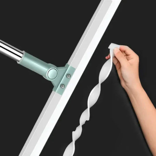 Heavy Duty Magic Broom Silicone Wiper with 180° Rotating Head, Stainless Steel Extendable Handle Multipurpose Bathroom & Kitchen Floor Squeegee for Wet & Dry Cleaning