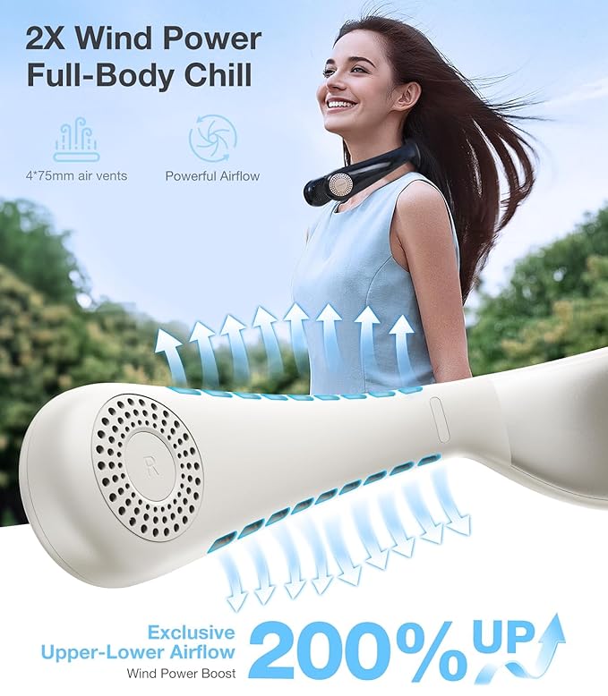 WindMate Wearable Neck Fan | Silent Airflow | Travel & Outdoor Cooling