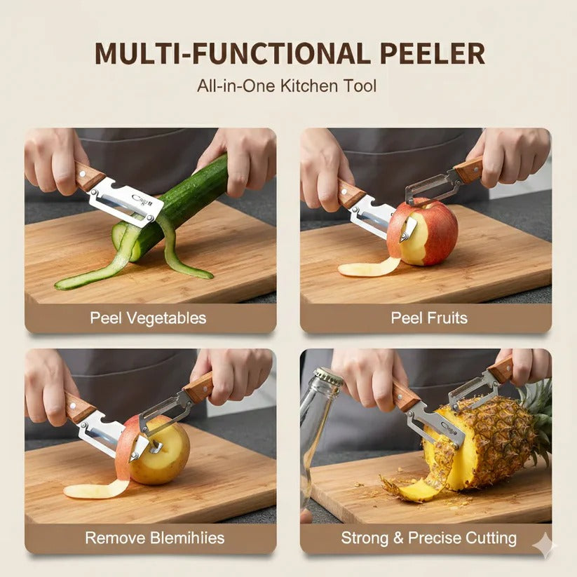 SteelCut Smart Peeler – Stainless Peeler | High-Grade Durability | Clean, Precision Peeling + Bottle Opener