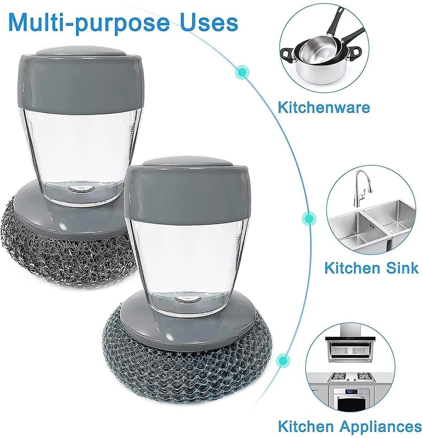 IGS Soap Dispensing Scrubber - Dish Cleaning Brush with Liquid soap Dispenser (PACK OF 2)